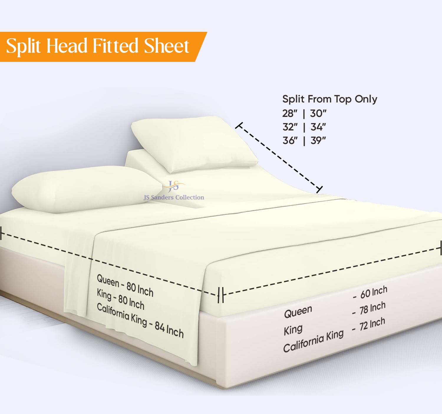 Amazon.com: JS Sanders Collection 600TC Flex Top King Sheets for